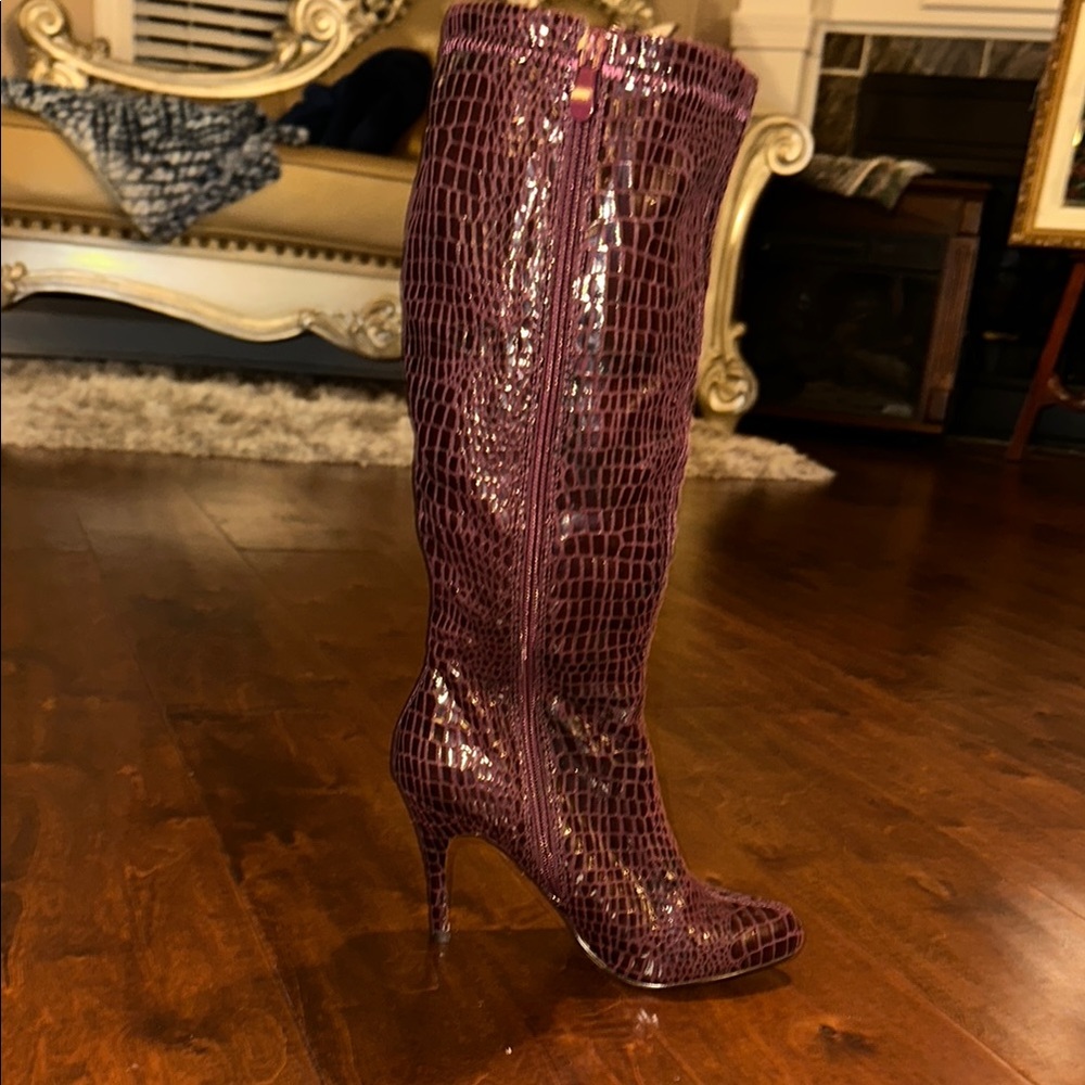 Elegant Burgundy Knee-High Boots
